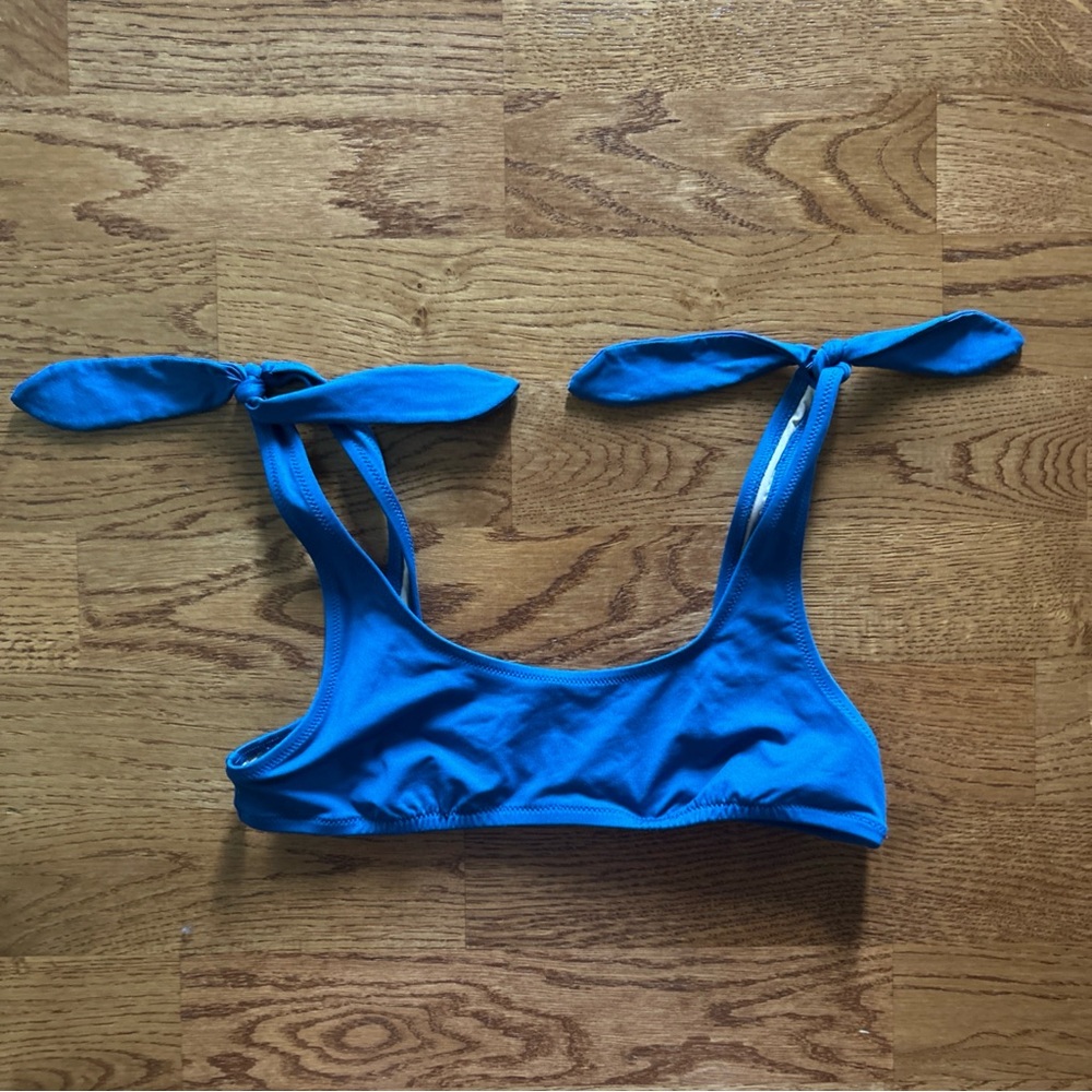 J. Crew Bikini Top Swim Suit Blue XXS Scoop Tie Top Women Unlined French